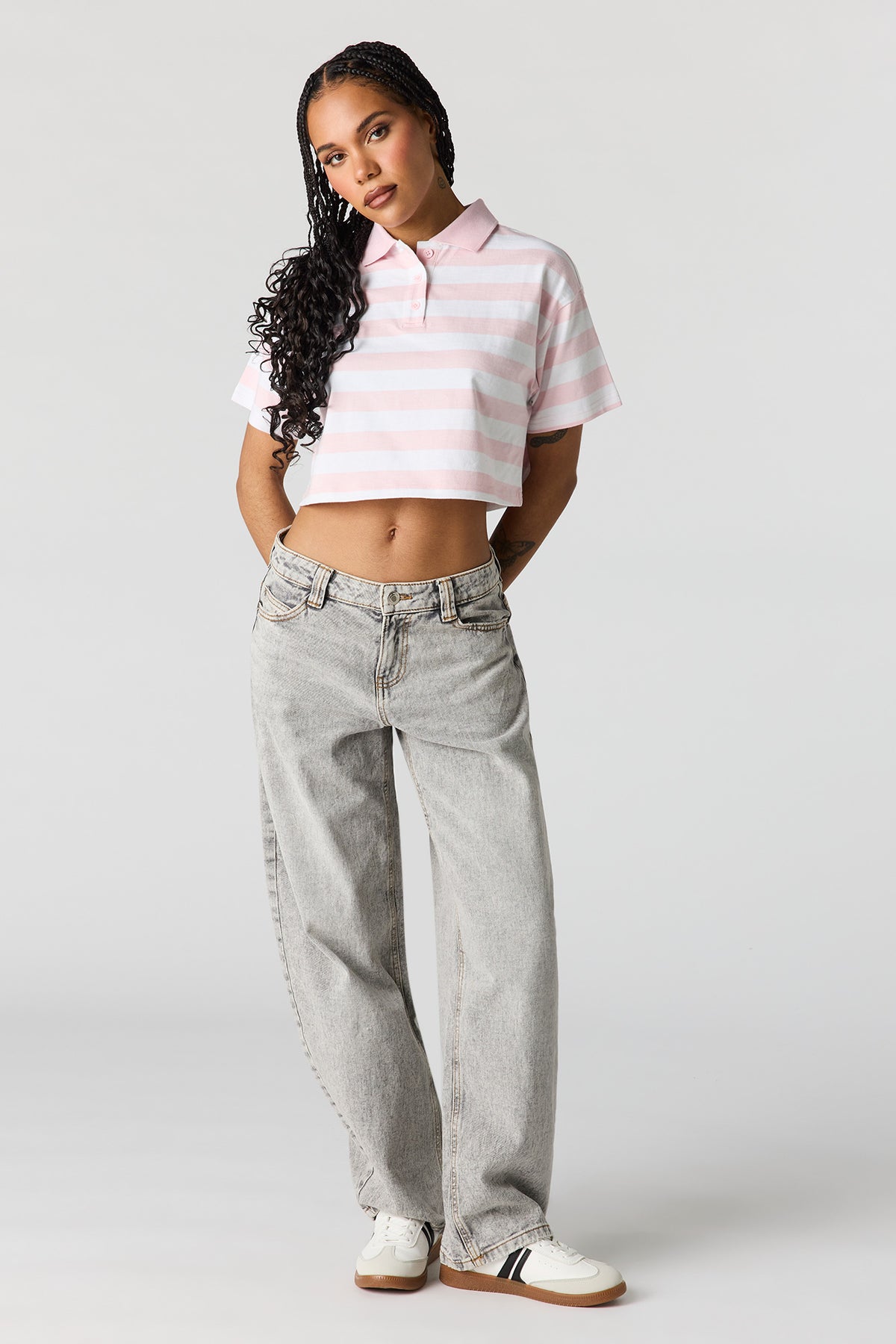 Alt View 3. Luxe Heavy Cotton Striped Polo - Dark Pink