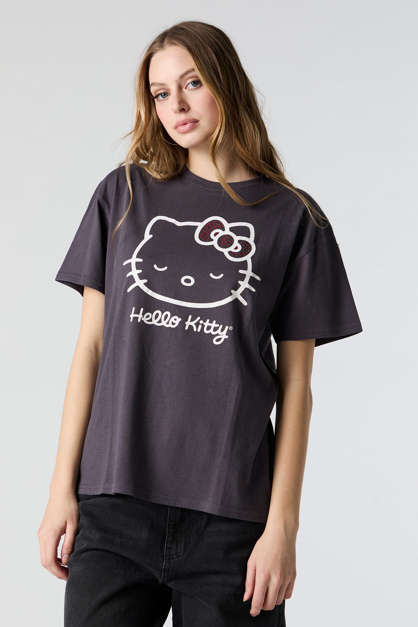 Hello Kitty Rhinestone Graphic Boyfriend T-Shirt