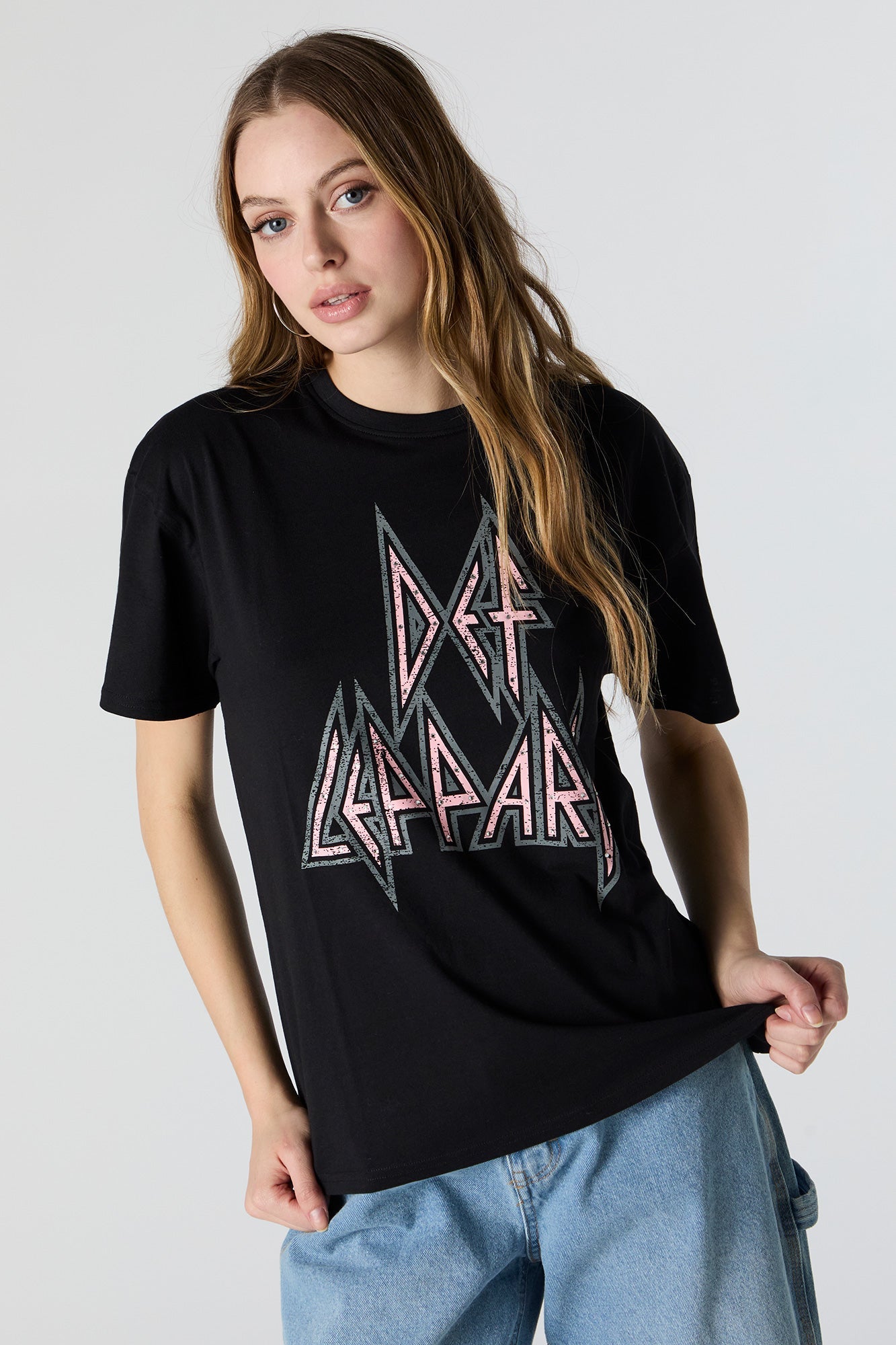 Def Leppard Rhinestone Graphic Boyfriend T-Shirt