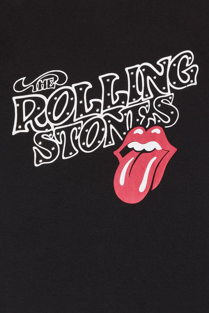 T-shirt raglan à imprimé The Rolling Stones avec pierres du Rhin