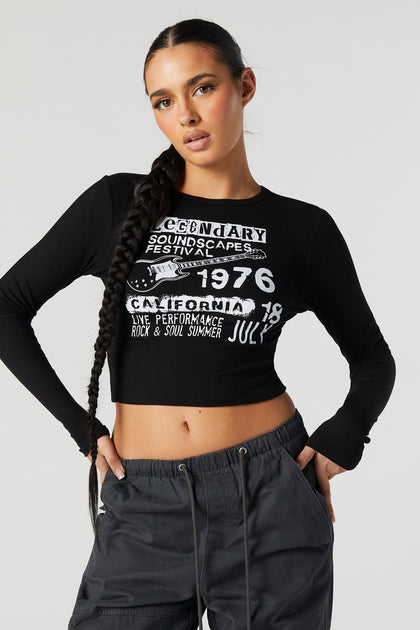 Soundscapes Festival Graphic Long Sleeve Crop Top