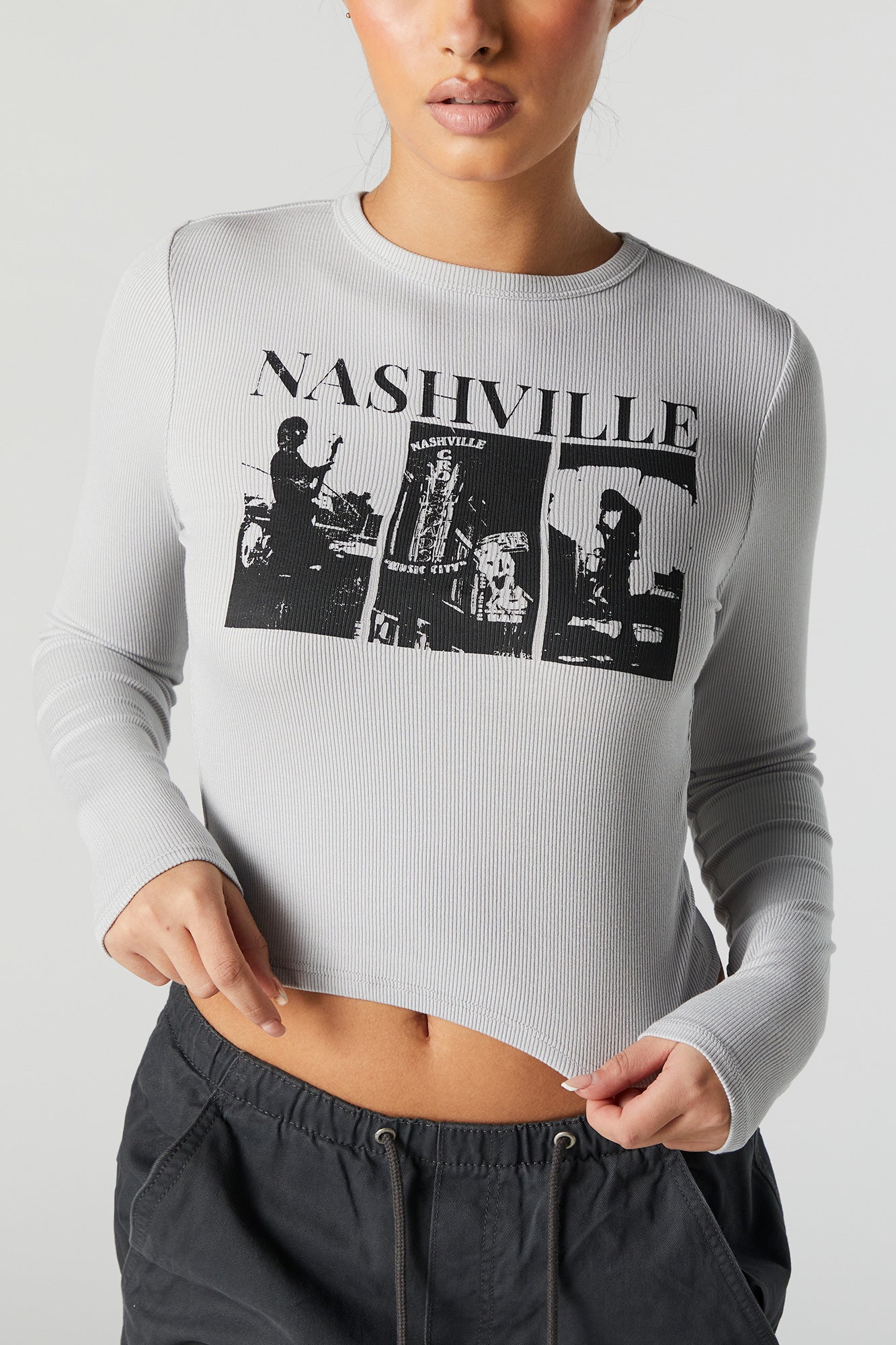 Nashville Graphic Long Sleeve Crop Top