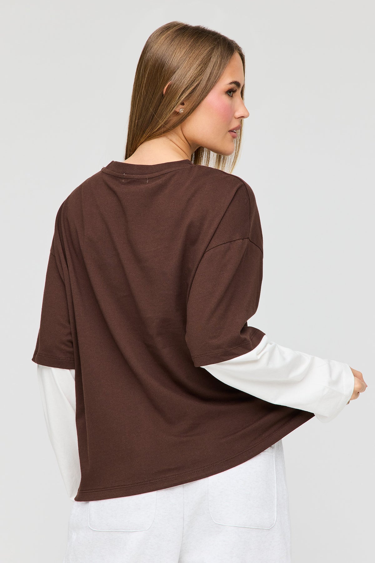Vue alternative 2. Haut superposé en coton lourd de luxe à manches longues