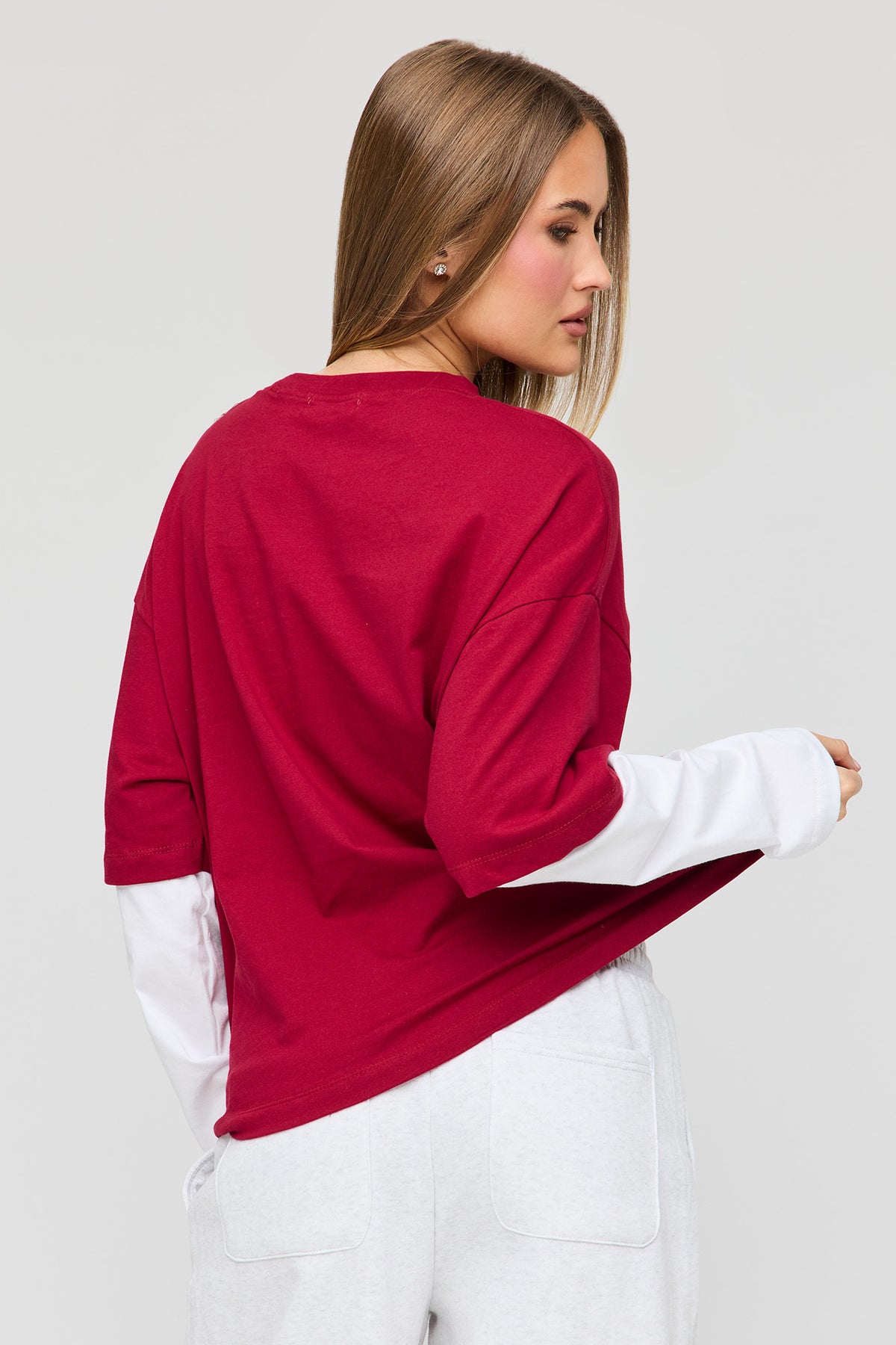 Vue alternative 2. Haut superposé en coton lourd de luxe à manches longues