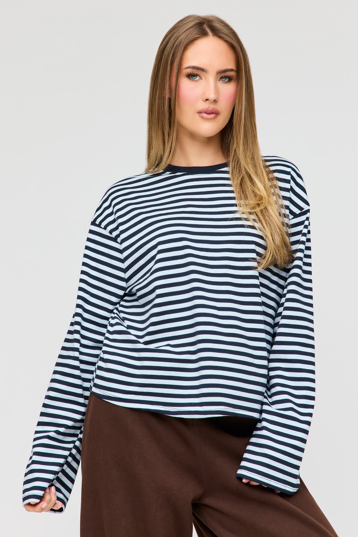 Boxy Long Sleeve Top - Blue