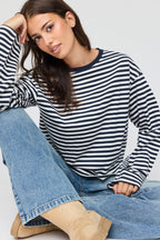 Boxy Striped Long Sleeve Top