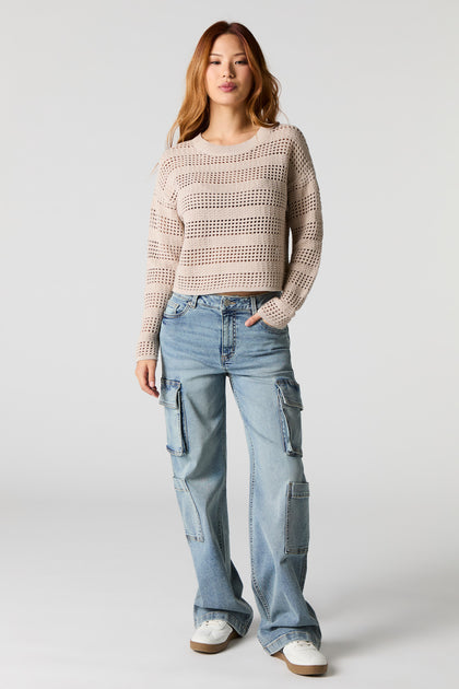 Multi Pocket Wide Leg Cargo Jean