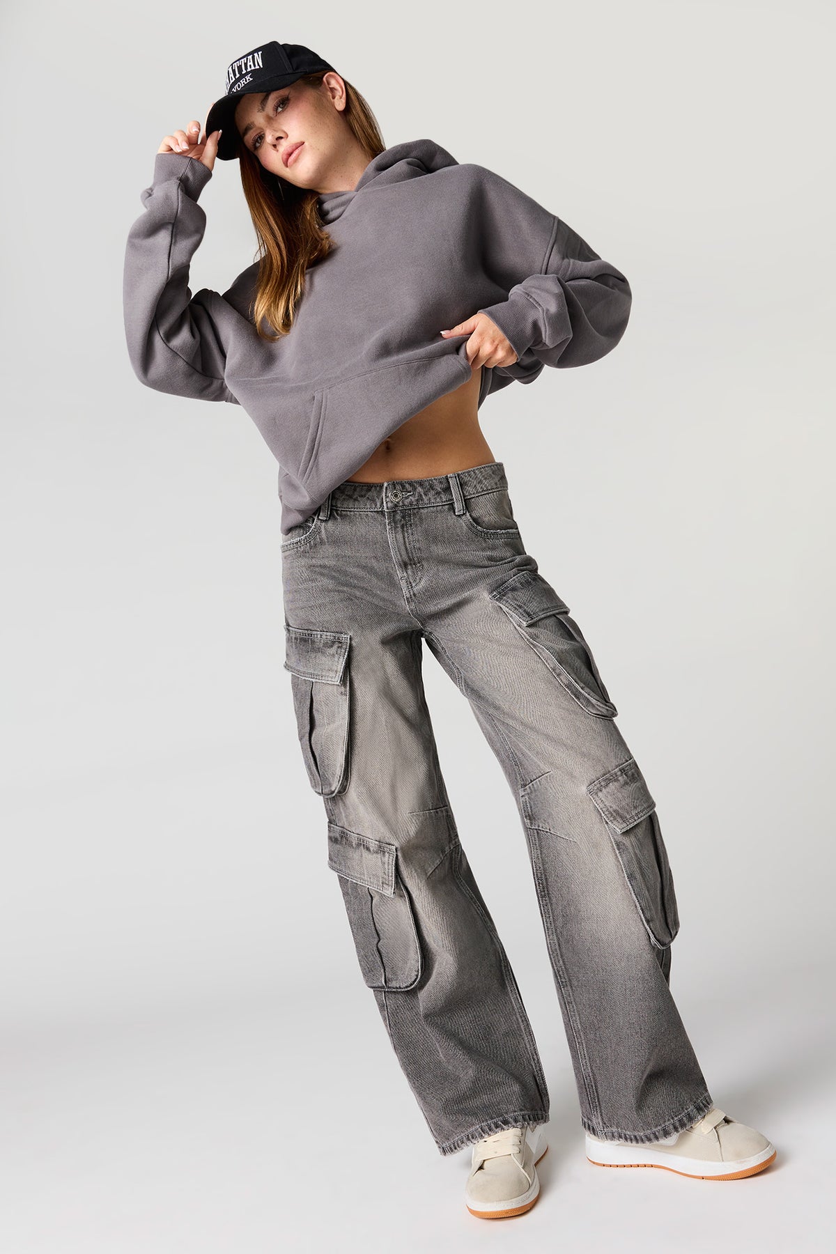 Denim Cargo Jean - Charcoal