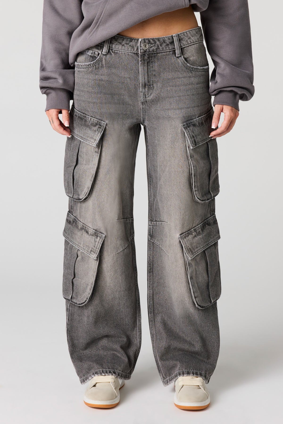 Alt View 2. Denim Cargo Jean - Charcoal