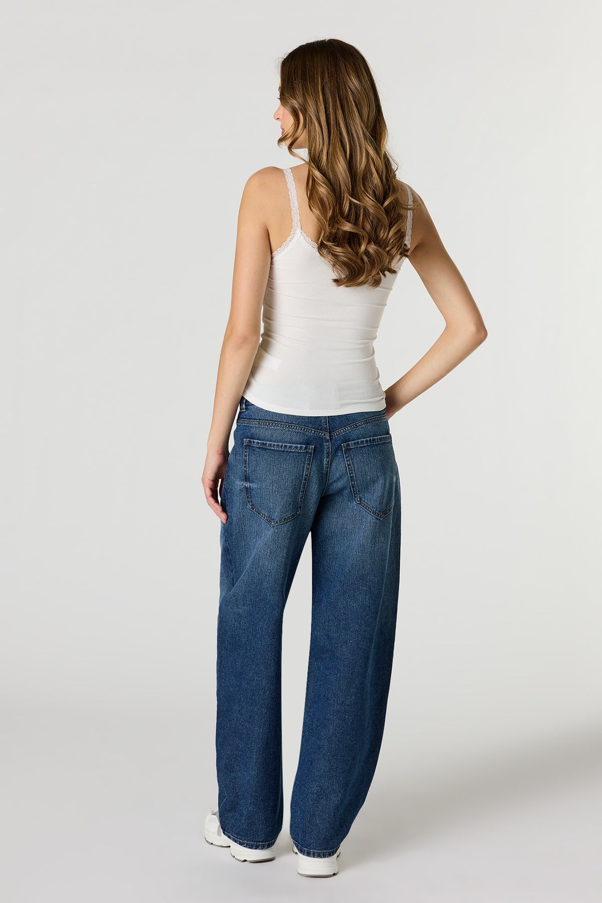 Alt View 3. Low Rise Barrel Jean - Denim Blue