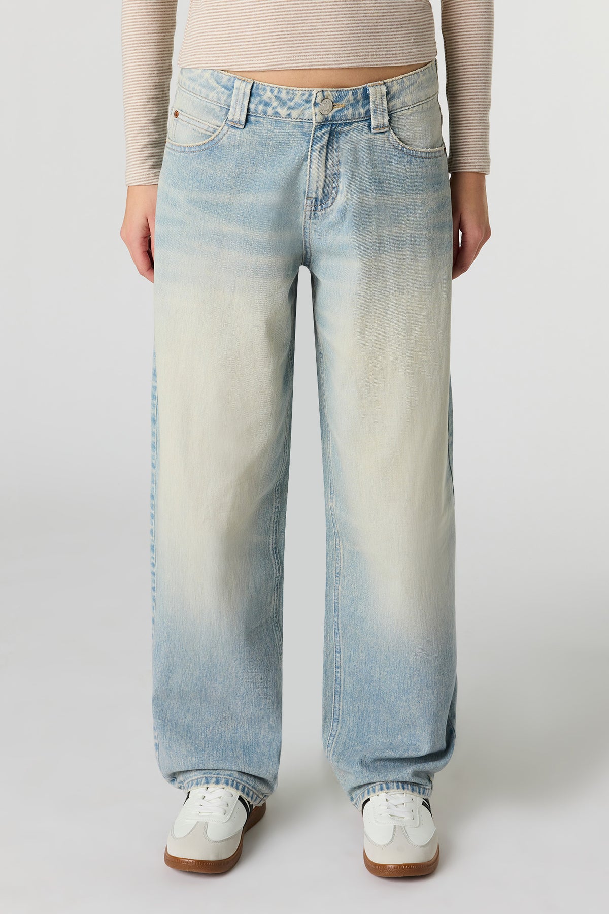 Alt View 2. Low Rise Barrel Jean - Sky Blue
