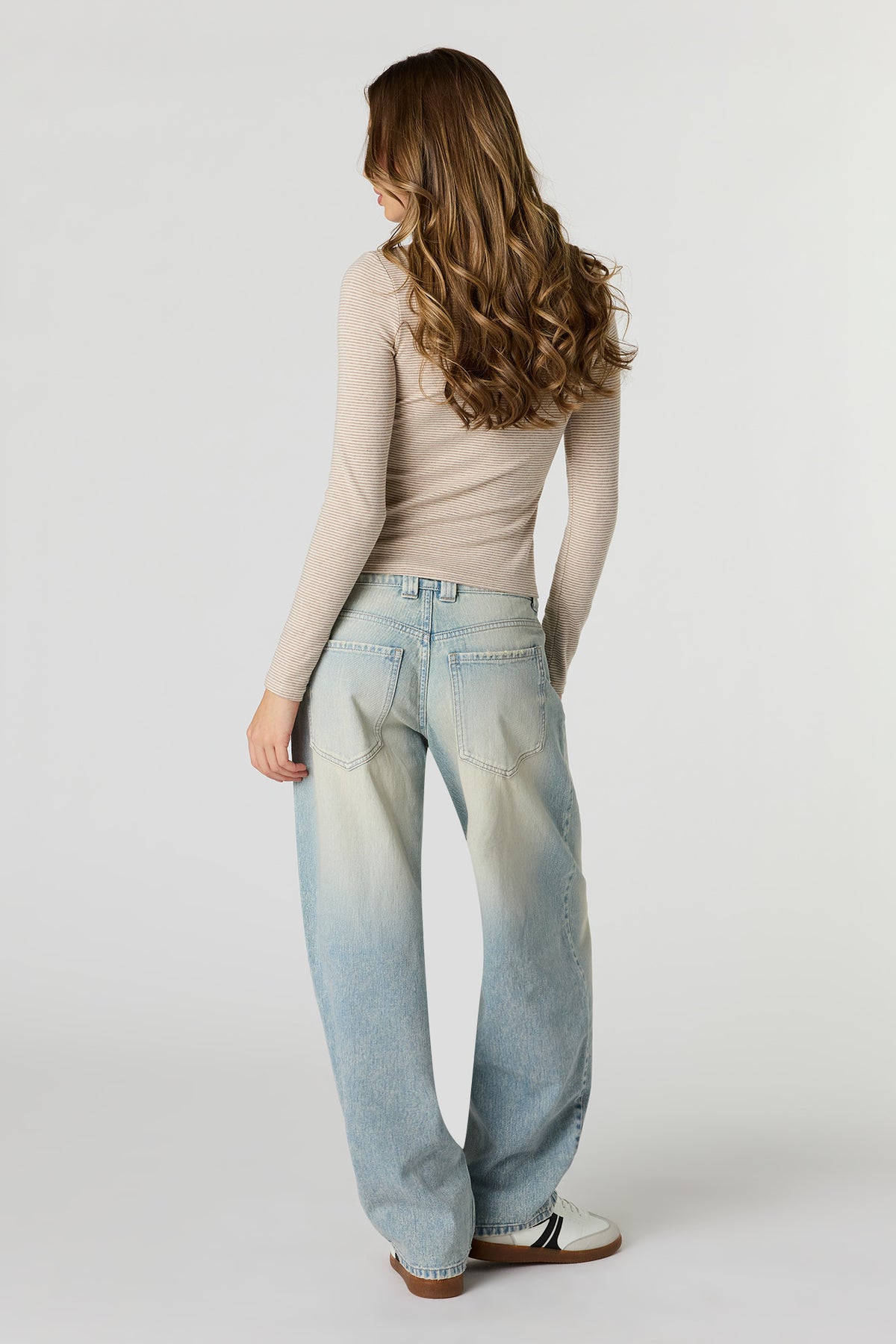 Alt View 3. Low Rise Barrel Jean - Sky Blue