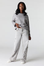 Jean super baggy London à taille basse avec motif brodé