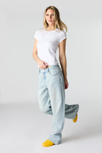 Low Rise Baggy Jean with Studded Trim