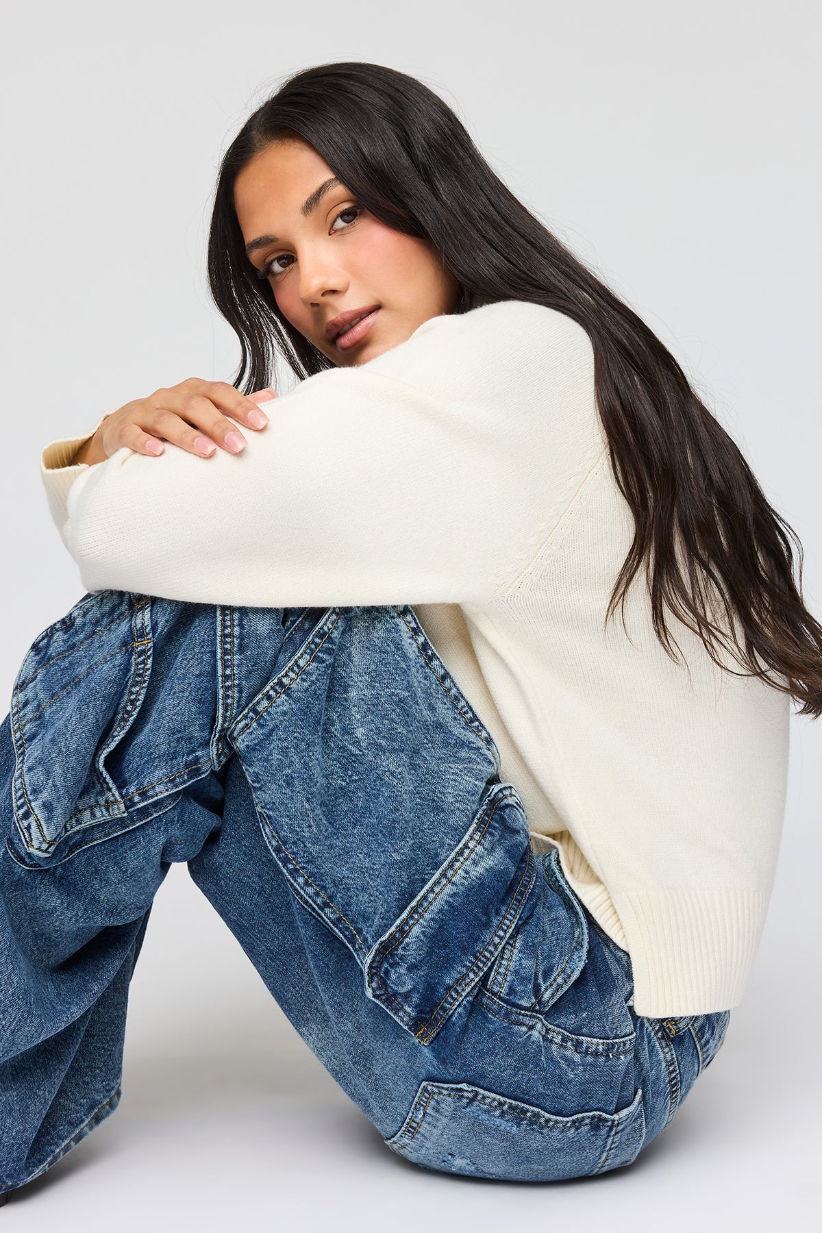 Low Rise Cargo Jean - Midnight Blue