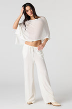 Pantalon fluide à taille coulissante et jambe large