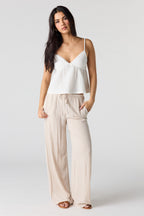 Pantalon fluide à taille coulissante et jambe large