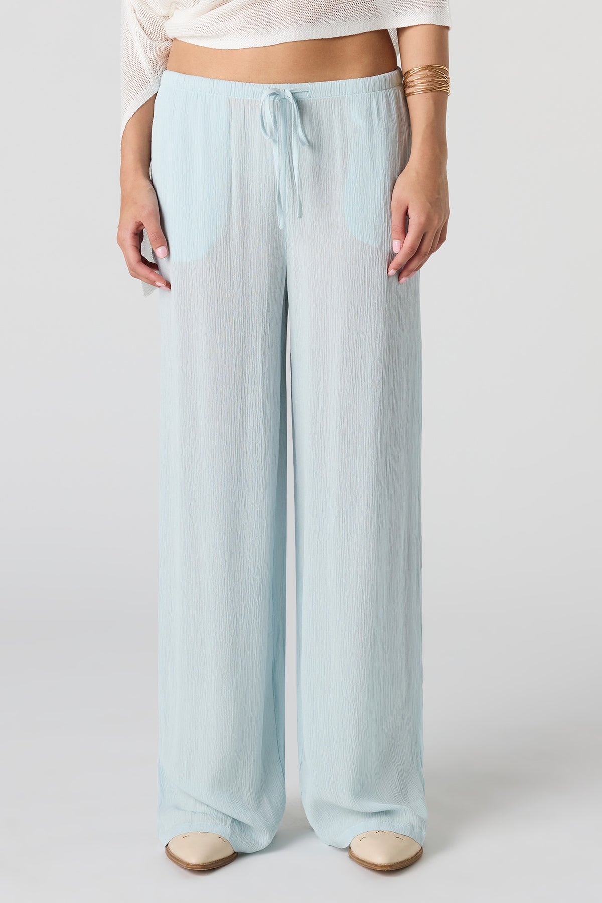 Vue alternative 2. Pantalon fluide à taille coulissante et jambe large
