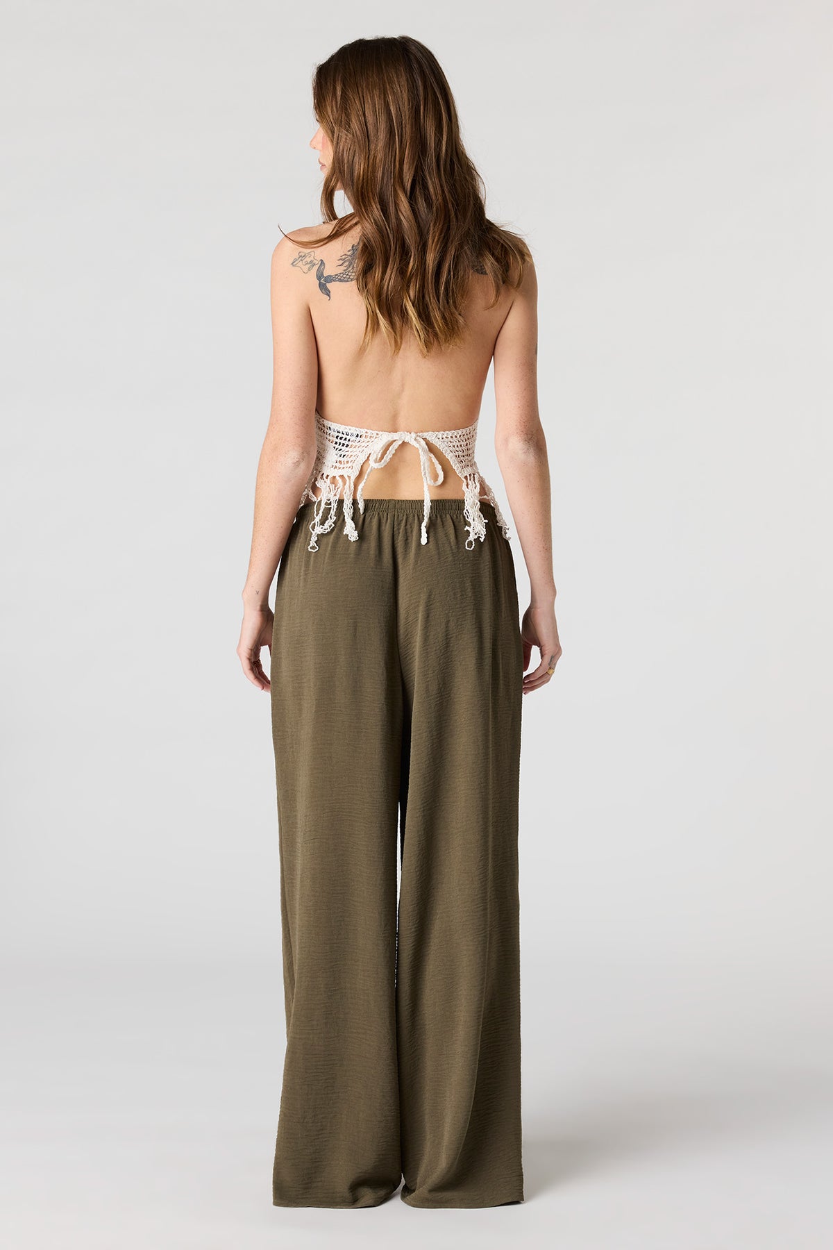 Alt View 3. Flowy Wide Leg Pant - Dark Green