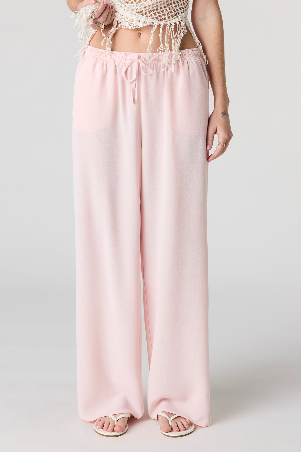 Alt View 2. Flowy Wide Leg Pant - Pink