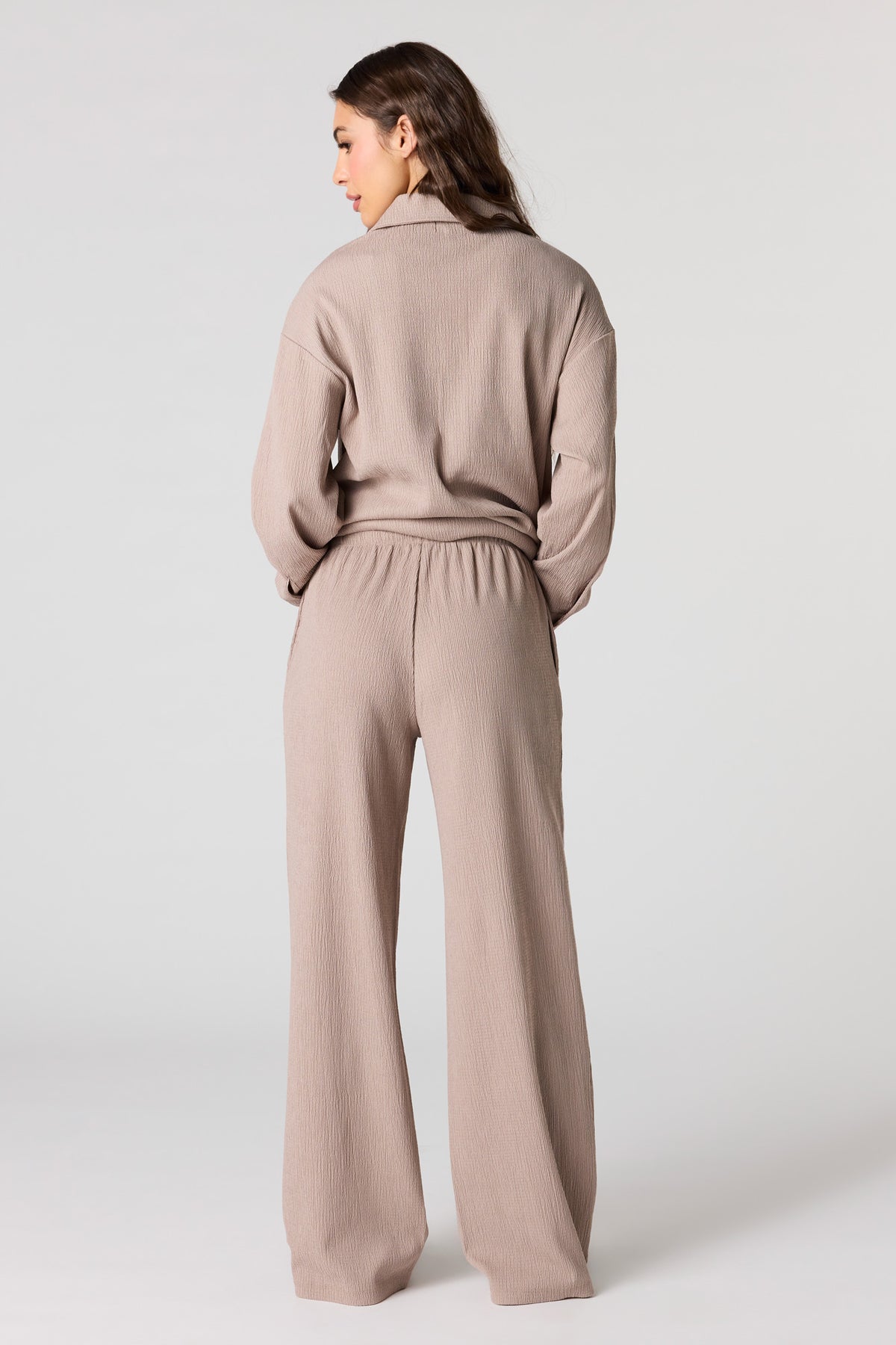 Alt View 3. Textured Knit Wide Pant - Taupe