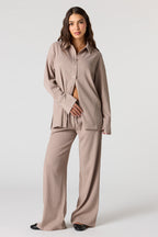 Textured Knit Wide Pant