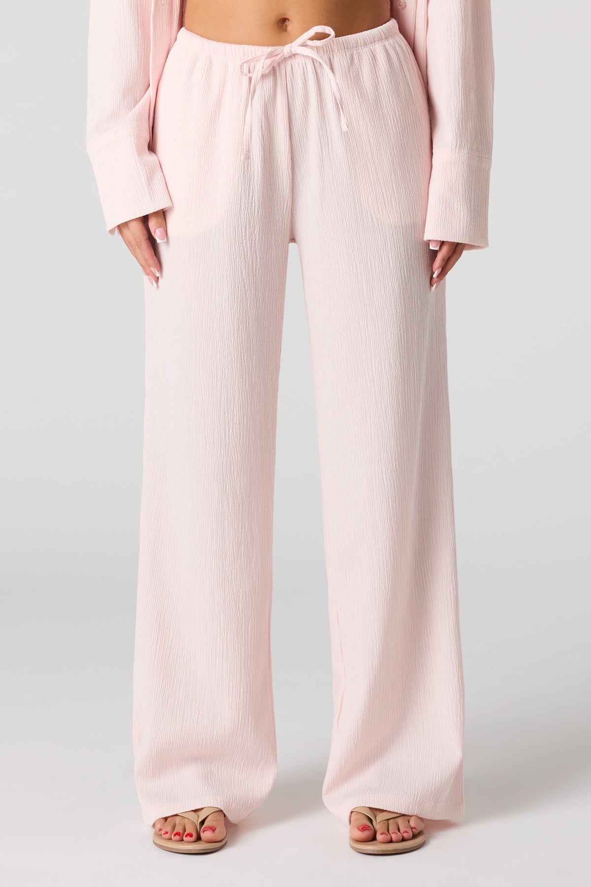 Alt View 2. Textured Knit Wide Pant - Light Pink