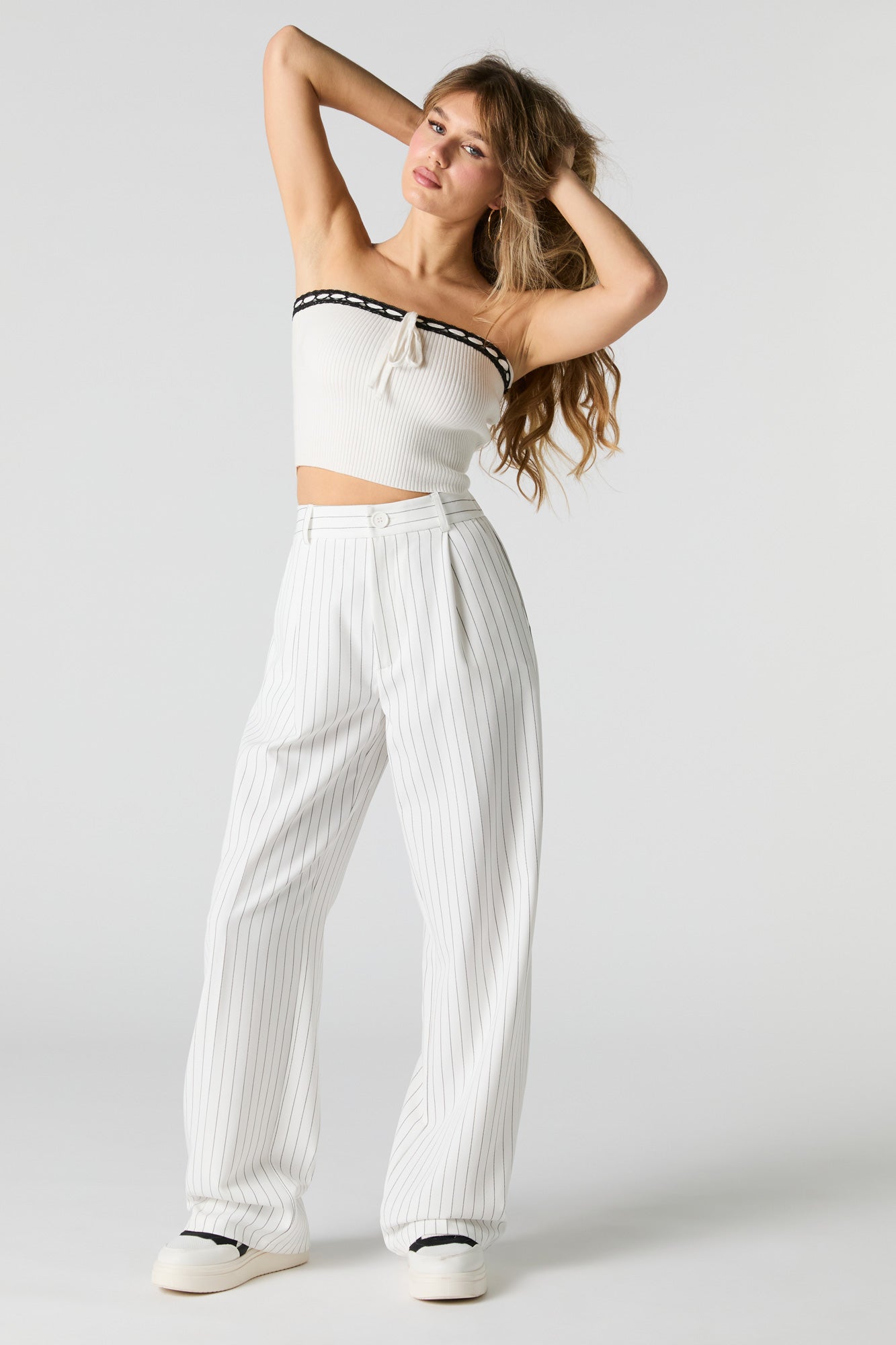 Elastic Waist Wide Leg Dress Pant