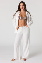 Pantalon fluide en gaze à jambe large