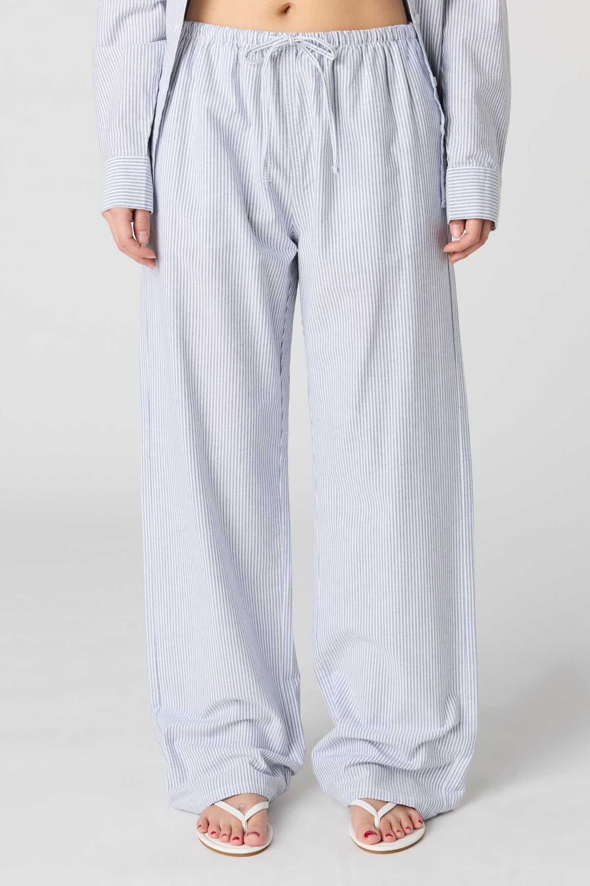 Alt View 2. Pinstriped Wide Leg Pant - Baby Blue