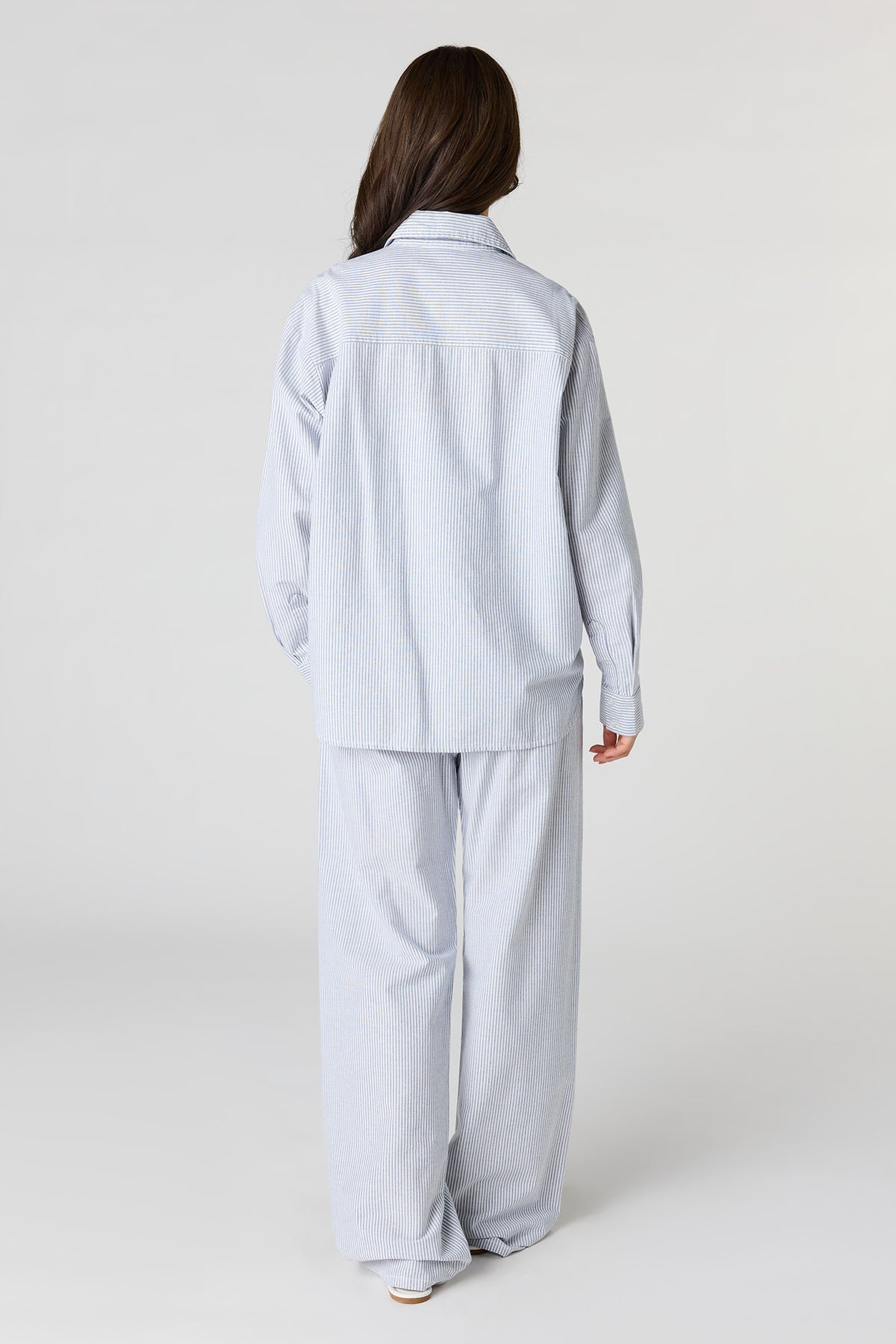 Alt View 3. Pinstriped Wide Leg Pant - Baby Blue