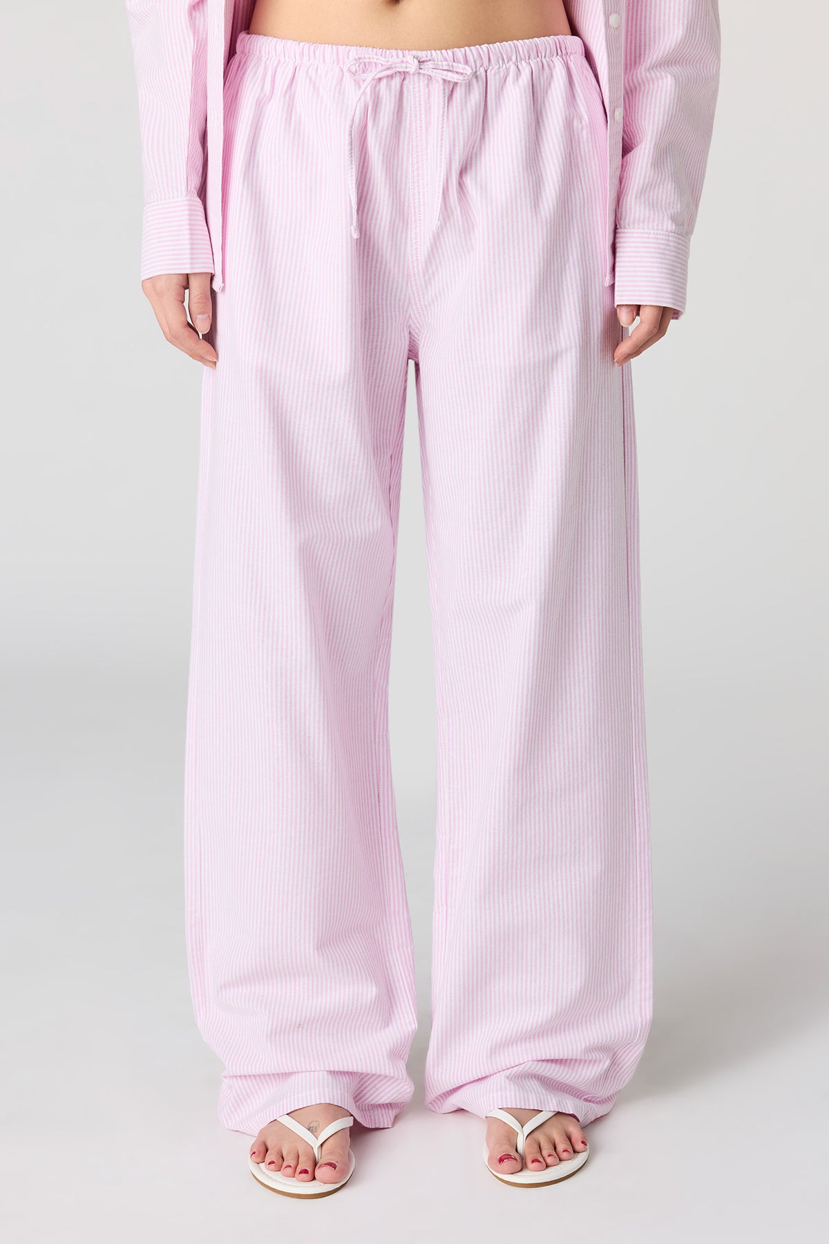 Alt View 2. Pinstriped Wide Leg Pant - Light Pink