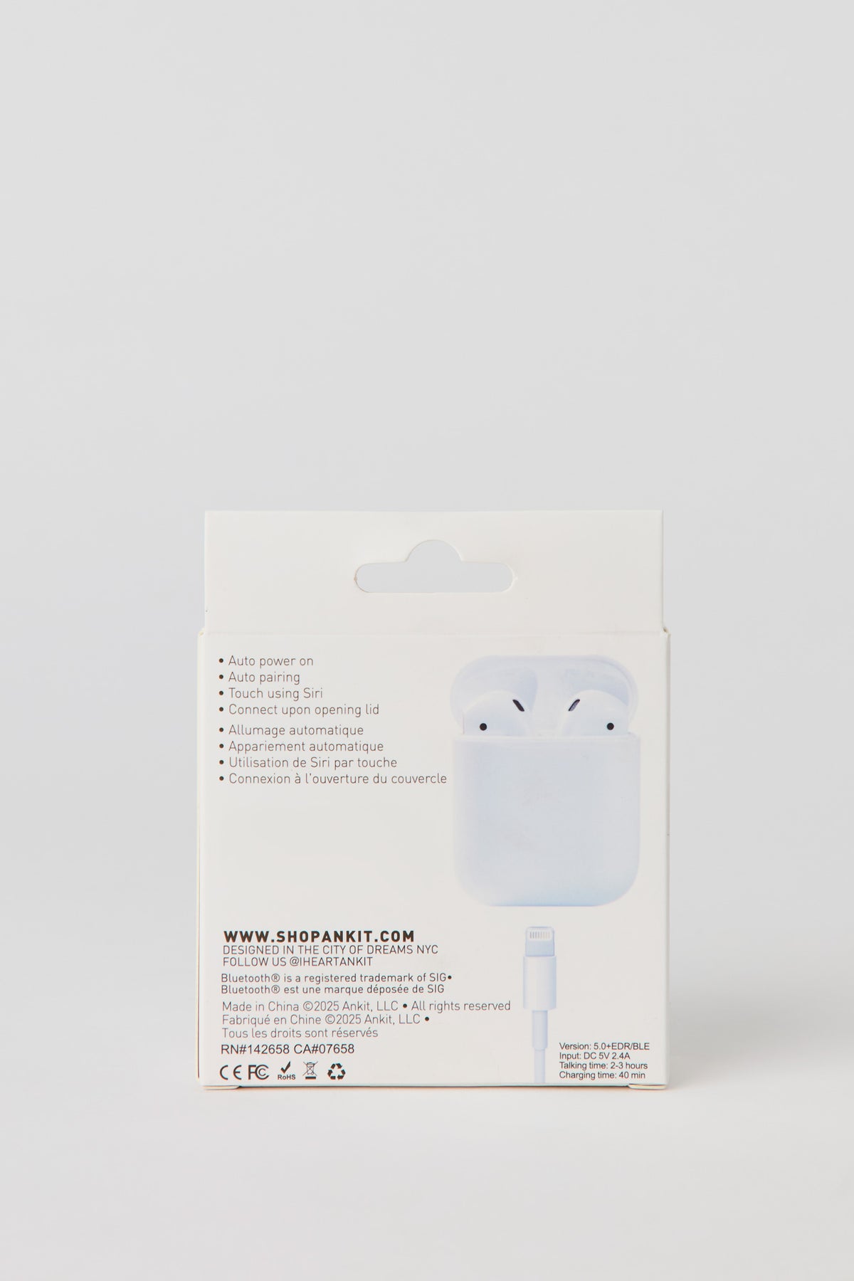 Alt View 5. Wireless Bluetooth Earbuds & Charging Case - White