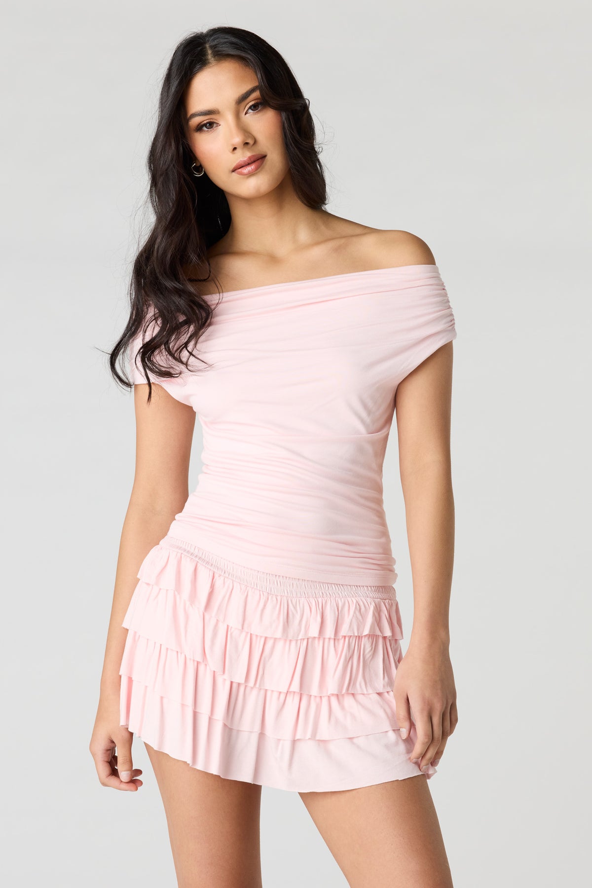 Ruffle Tiered Mini Skort - Rose