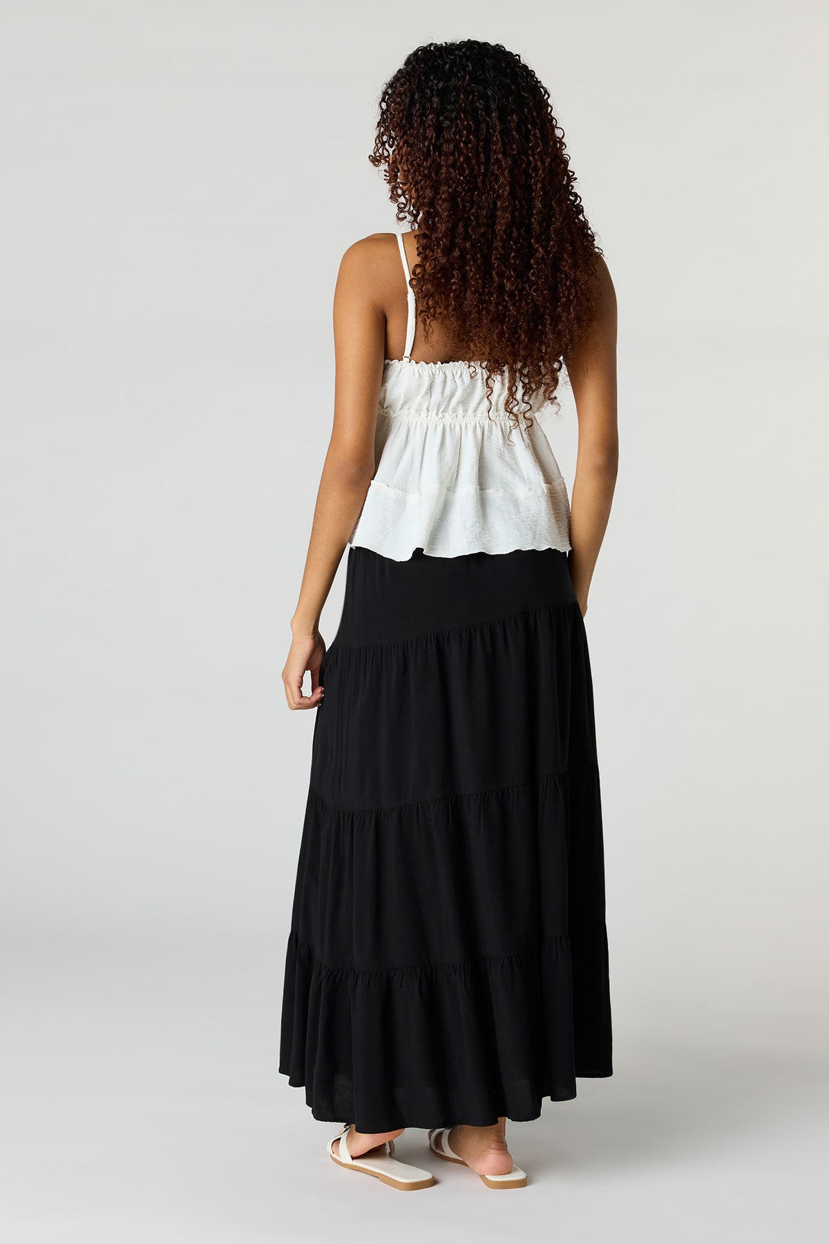 Alt View 3. Tiered Maxi Skirt - Black