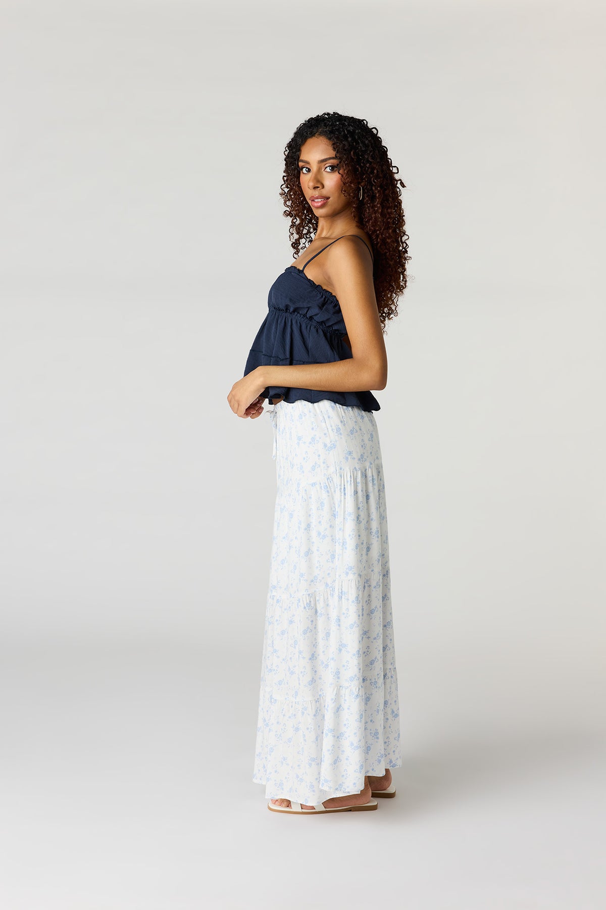 Alt View 2. Tiered Maxi Skirt - White