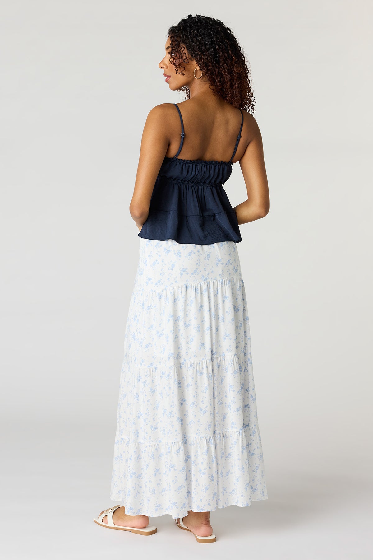 Alt View 3. Tiered Maxi Skirt - White