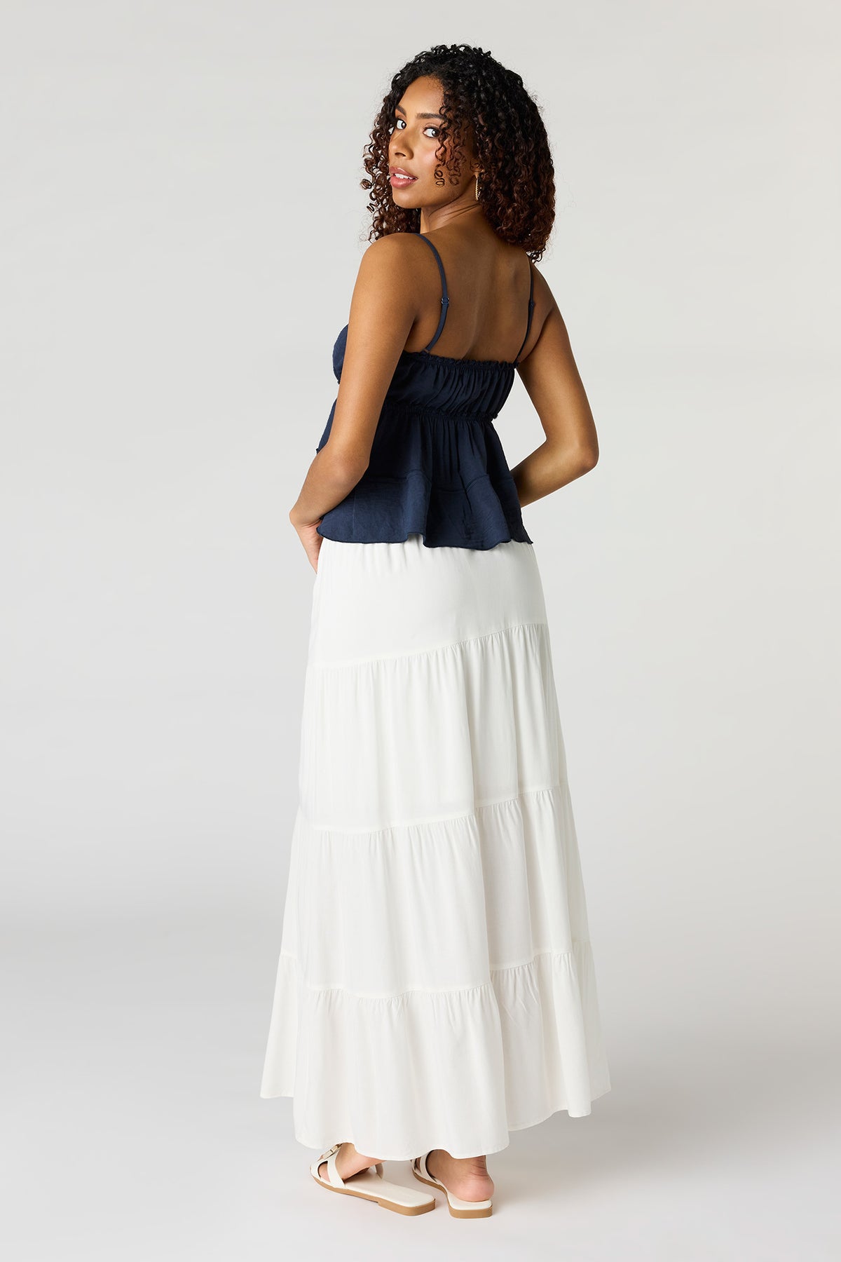 Alt View 3. Tiered Maxi Skirt - Ivory