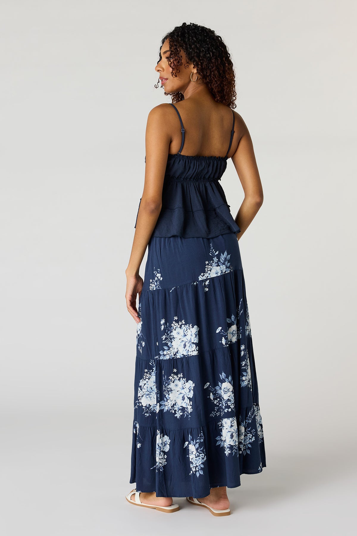 Alt View 3. Tiered Maxi Skirt - Navy