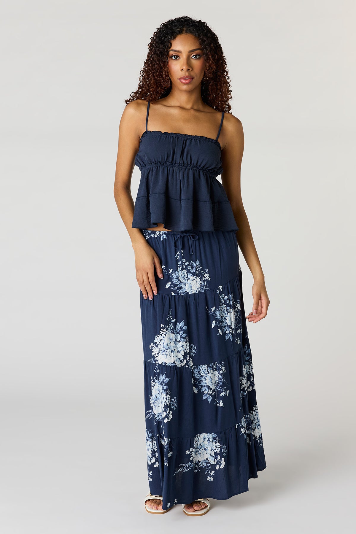 Tiered Maxi Skirt - Navy