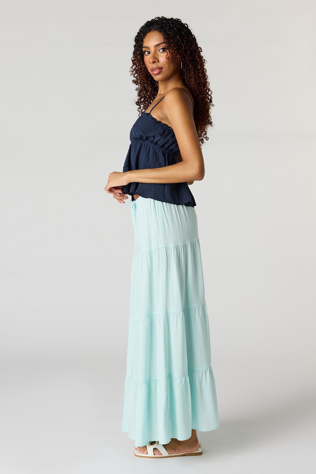 Alt View 2. Tiered Maxi Skirt - Light Blue