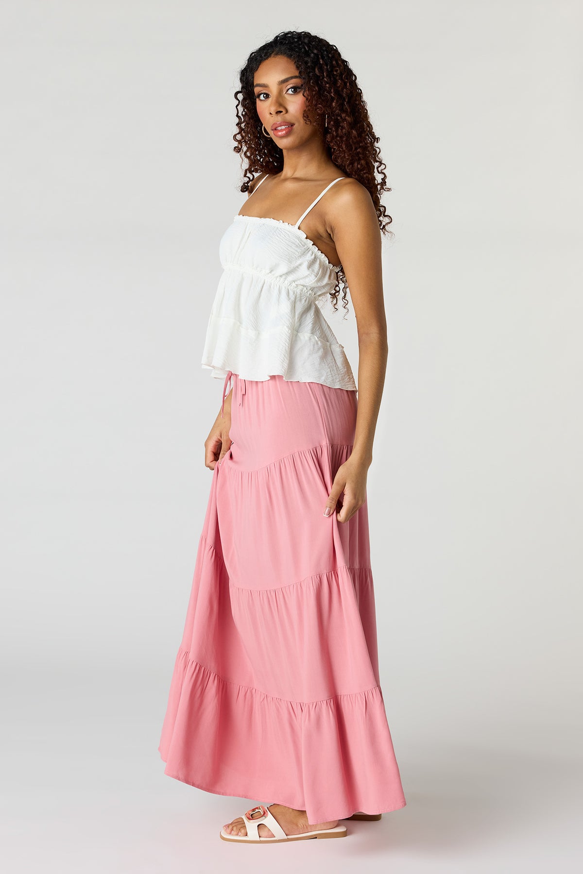 Alt View 2. Tiered Maxi Skirt - Pink