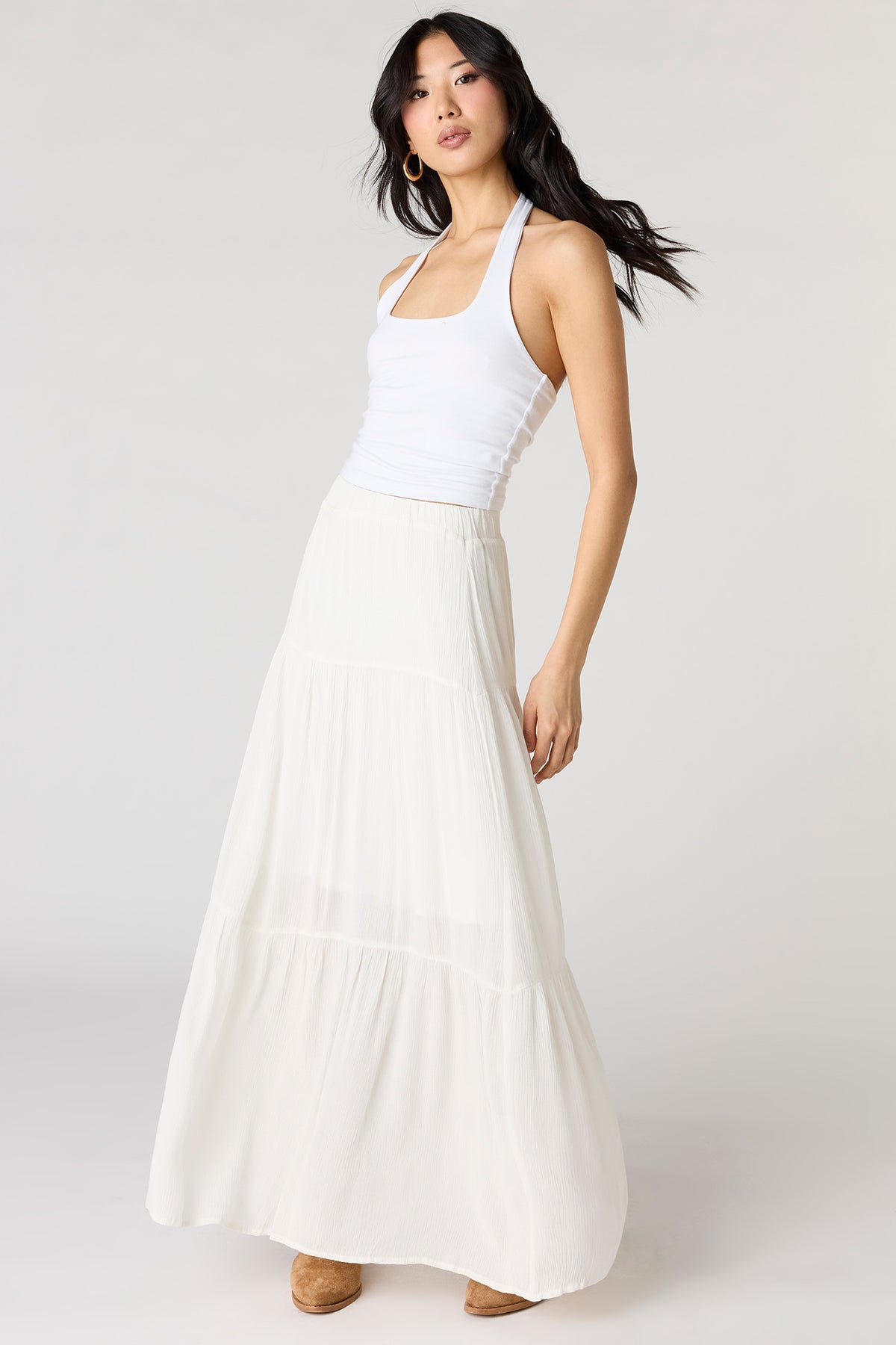 Tiered Maxi Skirt - White