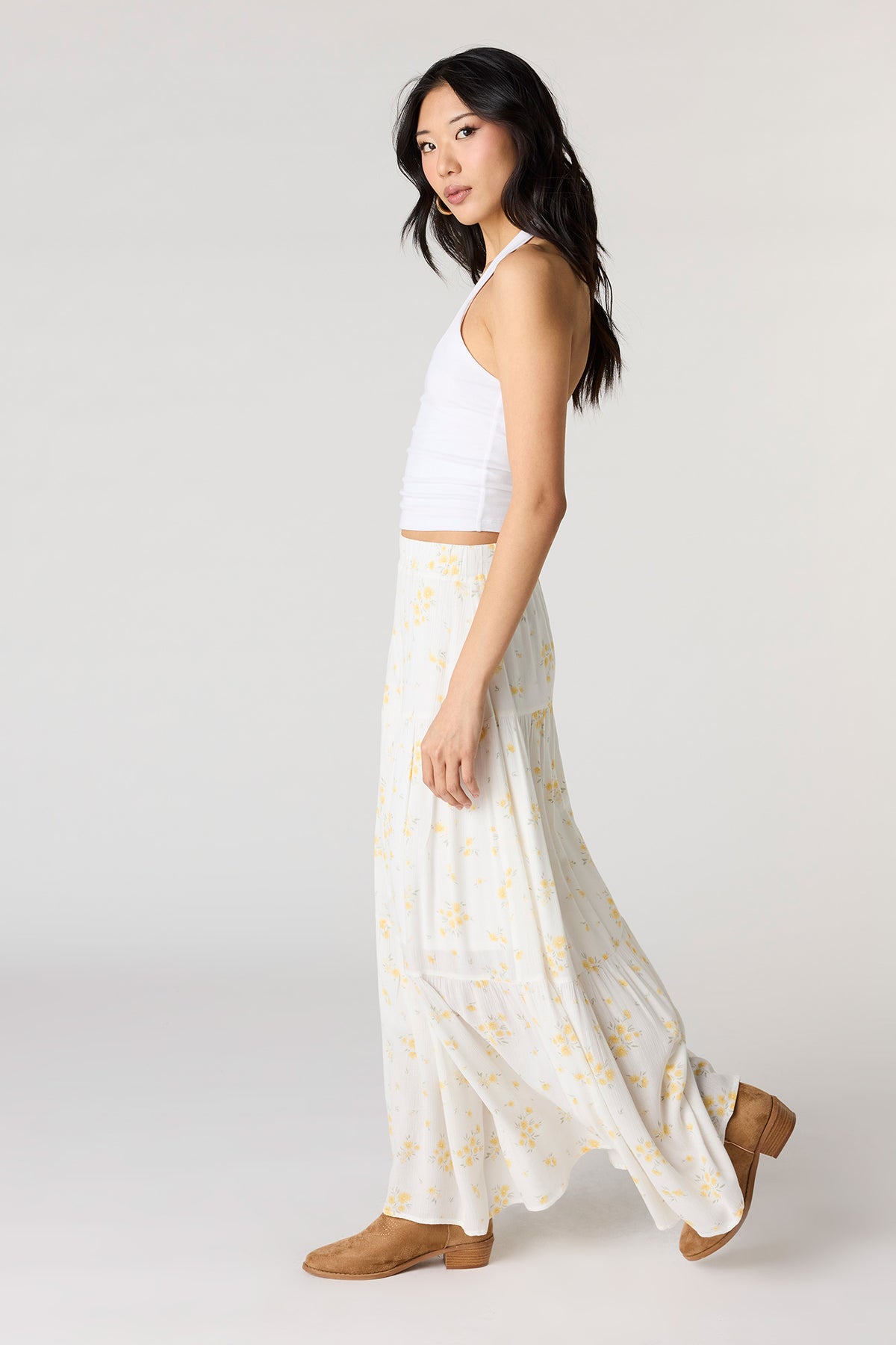 Alt View 2. Tiered Maxi Skirt - Yellow