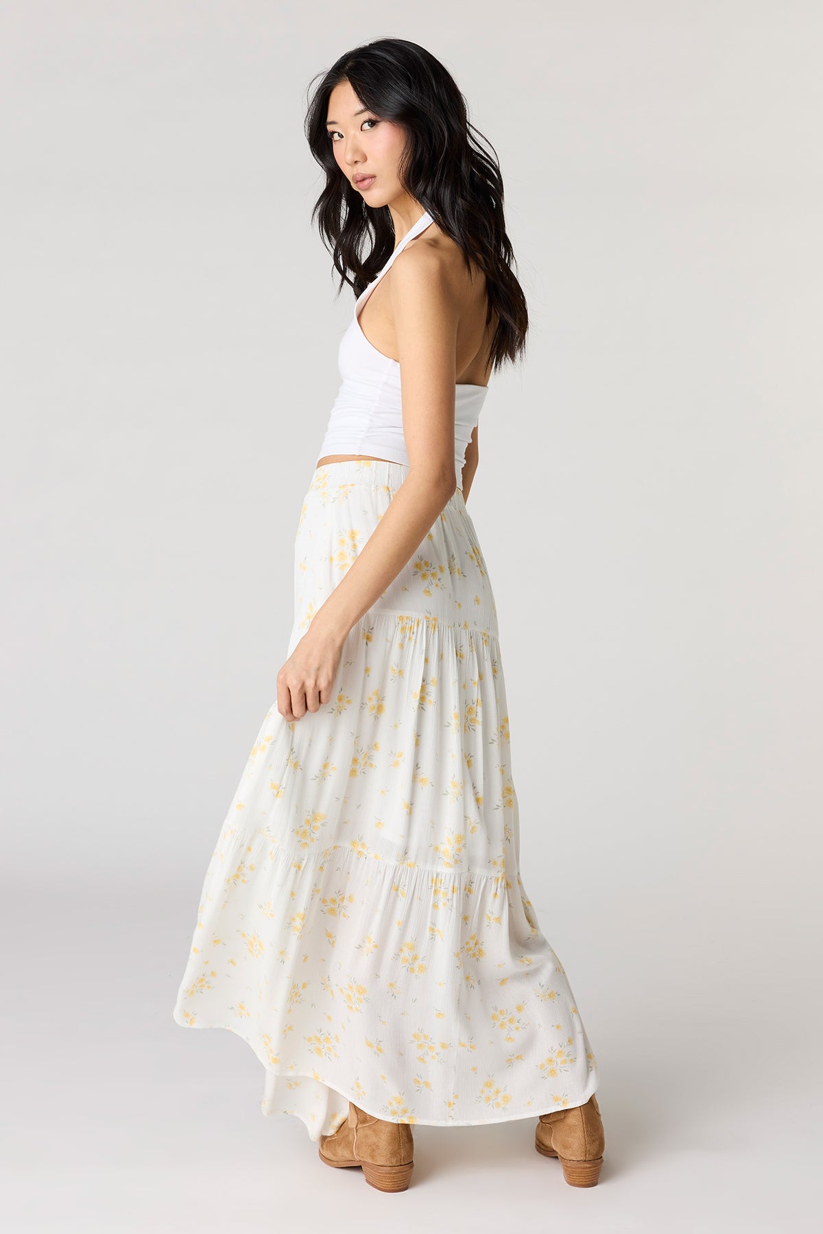 Alt View 3. Tiered Maxi Skirt - Yellow
