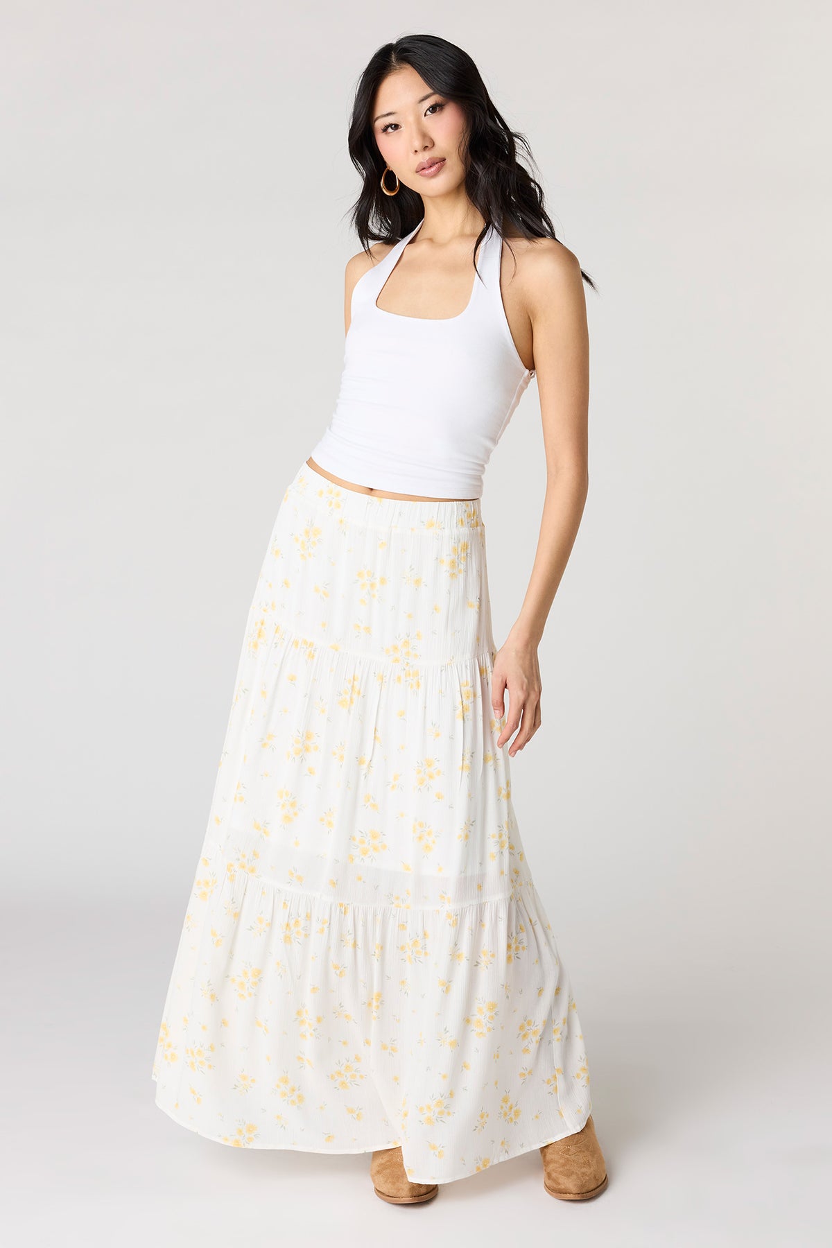 Tiered Maxi Skirt - Yellow