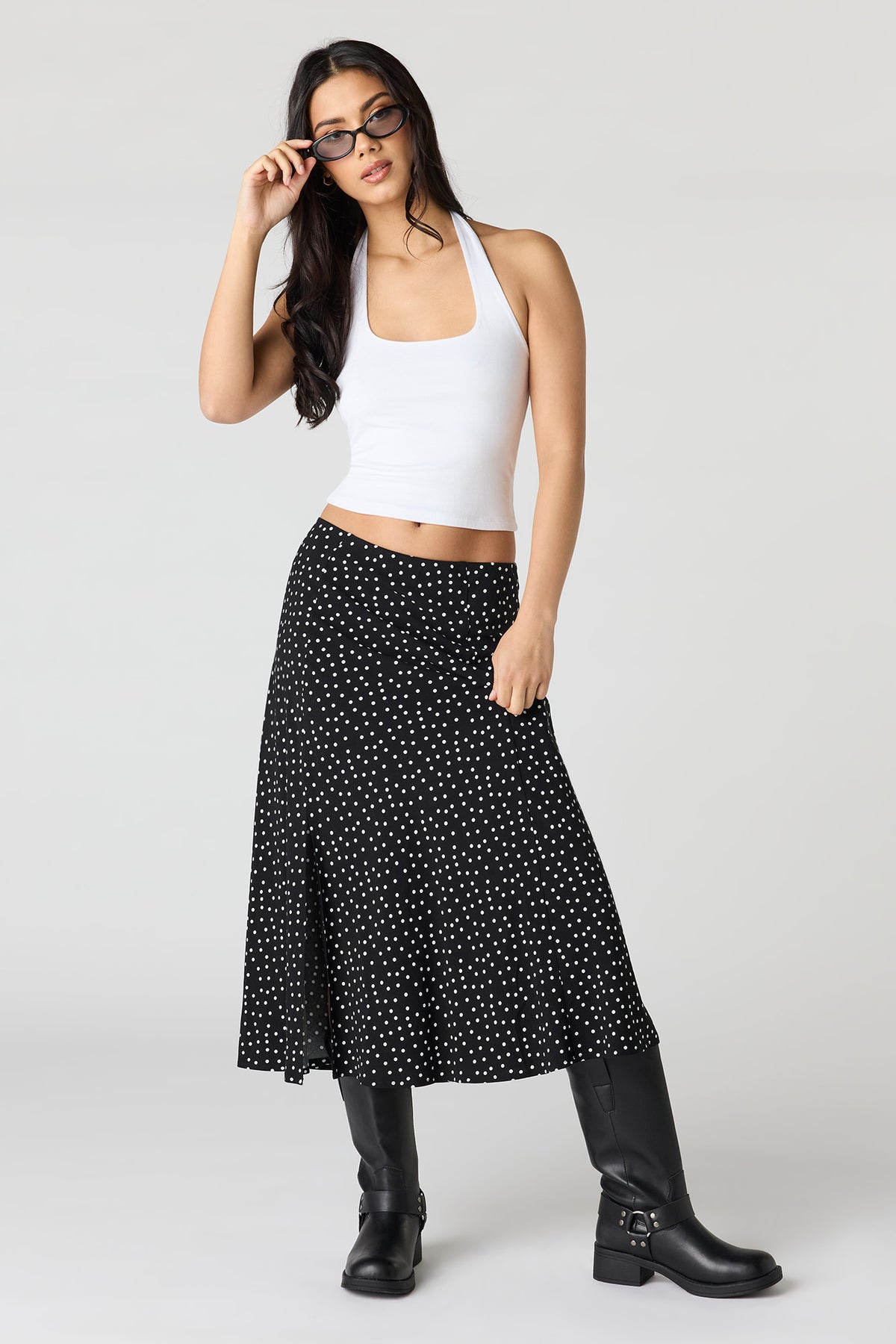 Jupe midi fleurie avec fente