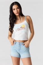 Short Miami en denim extensible pâle à taille haute