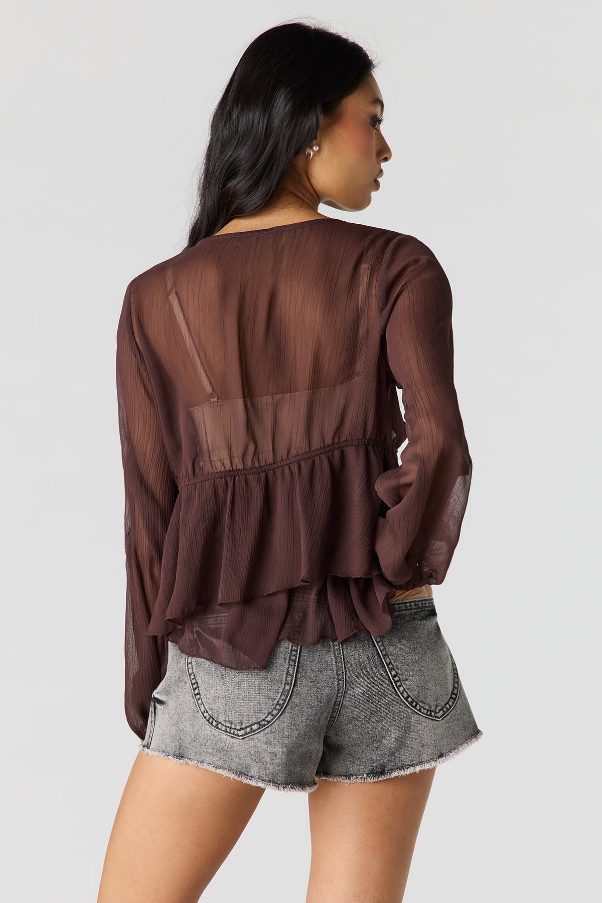 Alt View 2. Cali Ripped Low Rise Grey Denim Short - Charcoal