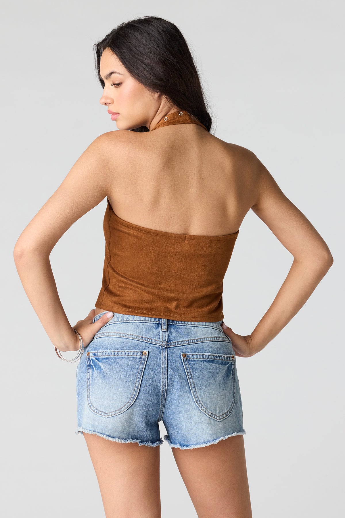 Alt View 2. Cali Ripped Low Rise Medium Denim Short - Medium Blue
